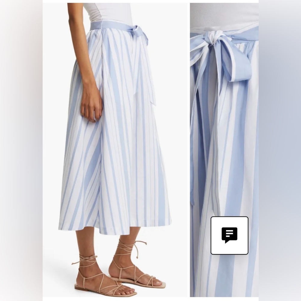 Nordstrom Signature Variegated Blue and White Striped Poplin Skirt with Pockets - Picture 4 of 9